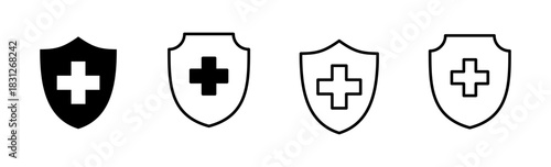 Health insurance icon set. Insurance health document icon