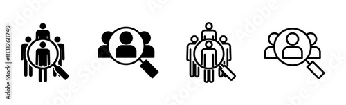 Hiring icon set. Search job vacancy icon. Human resources concept. Recruitment
