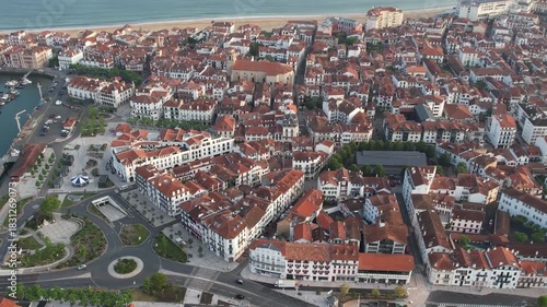 Aerial panorama view of the city Saint-Jean-de-Luz in France on a sunny spring morning. 