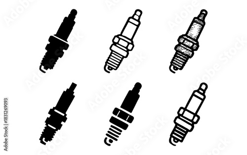 Various styles of spark plug designs showcasing diverse artistic techniques