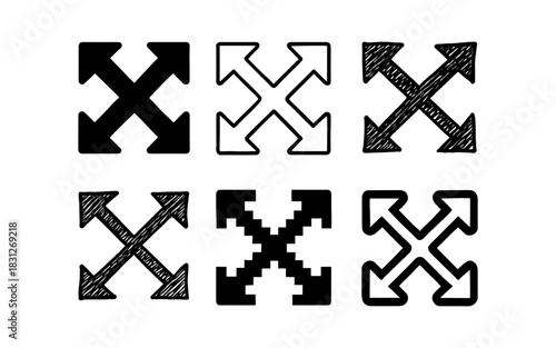 Diverse expansion icons in bold and linear styles