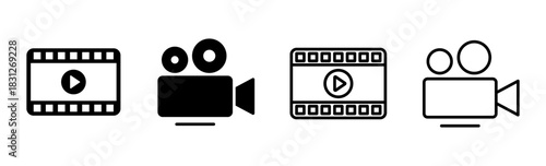 Video icon set. video camera icon vector. movie sign. cinema