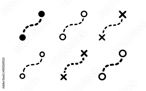 Simple dotted path patterns with x and o markers