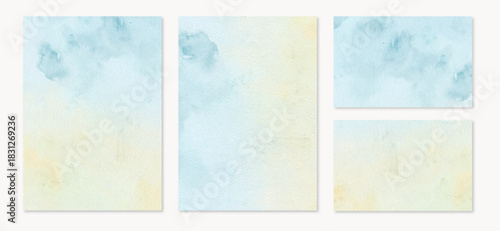 Multipurpose card abstract yellow blue watercolor background
