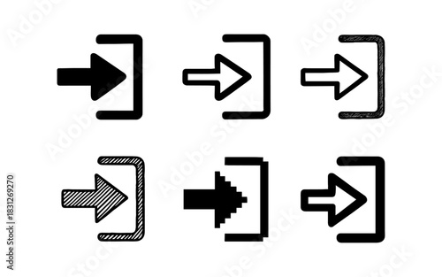 Diverse arrow icons in outline and pixel styles indicating forward movement
