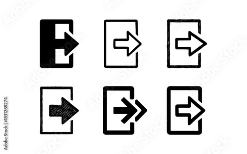 Set of exit arrow icons in various styles