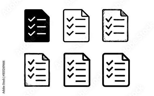 Minimalist checklist icons in various styles for projects and organization