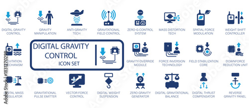 Wireless Technology vector icon set. Featuring remote control, data transfer, signal, router, drone, IoT, and communication icons for modern tech and networking apps.