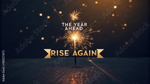 Golden Spark Illuminating Dark Background for New Year Inspiration