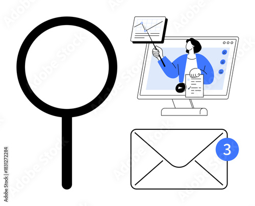 Business communication. Business communication through email alerts and online meetings ensures productivity and effective data handling. Business tools for remote work and collaboration. digital