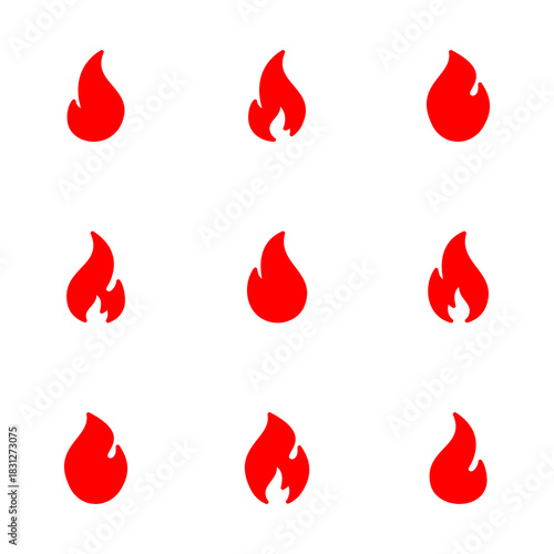 Fire icon vector isolated on white background. Fire flame icon template. Fire flames symbol vector
