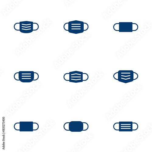 Mask icon vector isolated on white background. Man face with mask icon. Safety breathing masks. Industrial safety N95 mask. Medical mask vector icon.