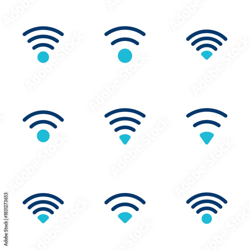 WIFI Icon vector isolated on white background. signal vector icon. Wireless and wifi icon or sign for remote internet access