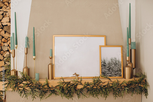 Cozy fireplace mantel decorating for winter holidays