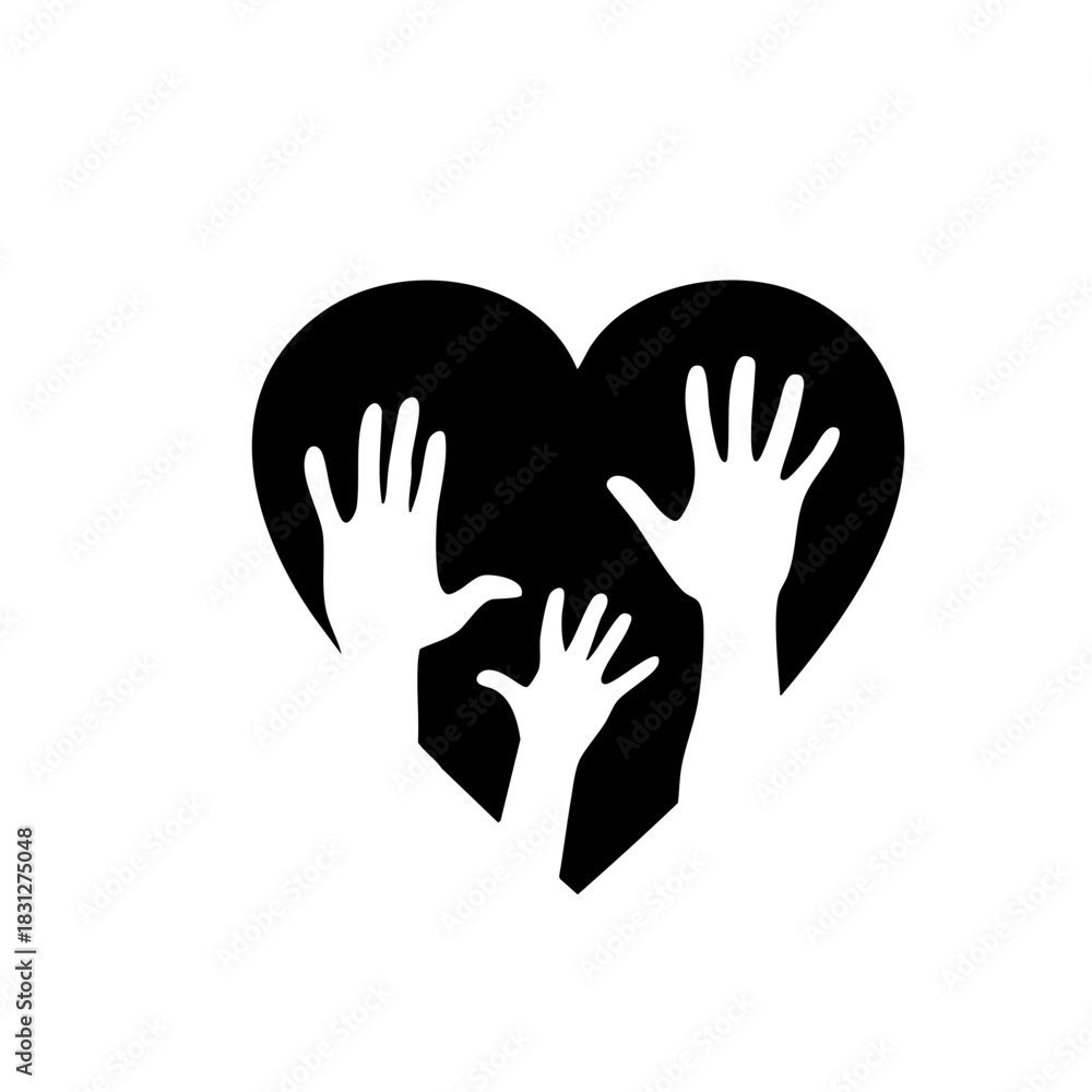 Obraz premium Heart with Reaching Hands: Symbol of Love Care and Support.