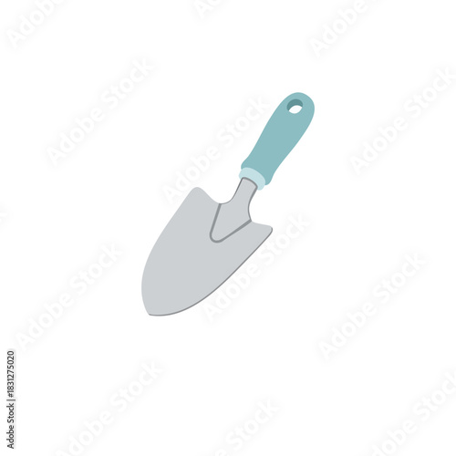 Illustration of a Gardening Trowel with a Blue Handle.