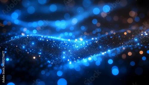 青のキラキラ光が広がる爽やかシンプル背景画像