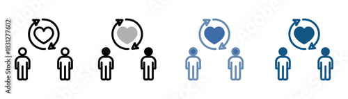 
Empathy icon set multiple style collection with design of two people, heart and two circle up and down arrows