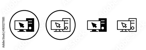 Computer icon logo design. computer monitor sign and symbol