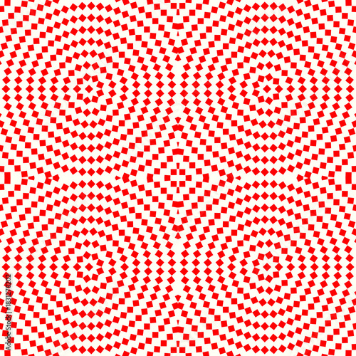 Seamless pattern. Circles ornament. Rings background. Squares wallpaper. Checks motif. Geometrical backdrop. Circle shapes digital paper. Ring figures web designing. Ethnic textile print. Vector illus