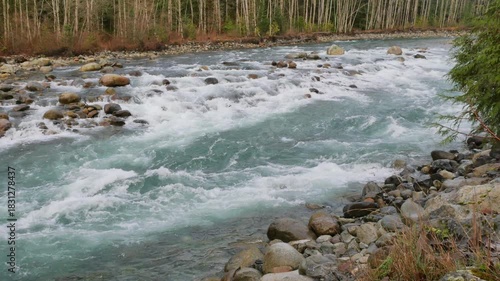 Chilliwack River during a fall season in Chilliwack, Fraser Valley, British Columbia, Canada