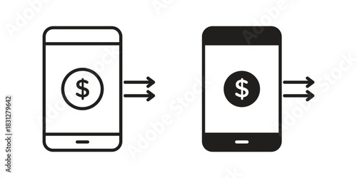 Send money smartphone icon for your website design, logo, app, UI. EPS10