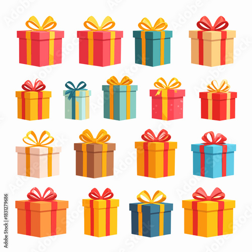 Colorful Gift Boxes with Bows for Celebrations.