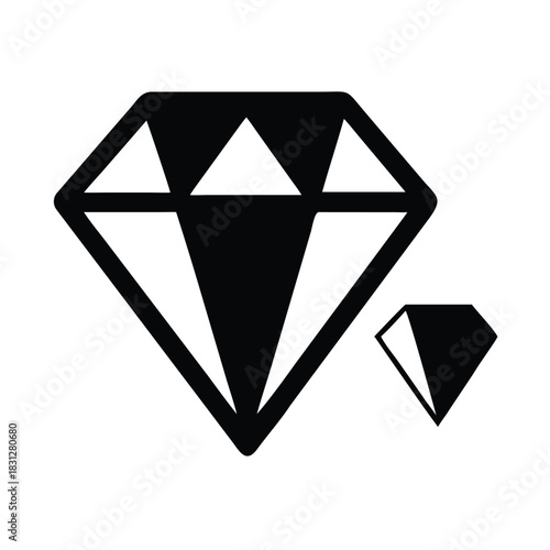 Silhouette of two black and white diamond icon on a white background 