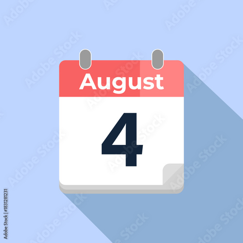 August 4 Vector Calendar
Modern flat color vector calendar with date