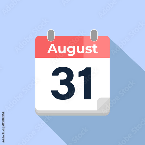 August 31 Vector Calendar
Modern flat color vector calendar with date