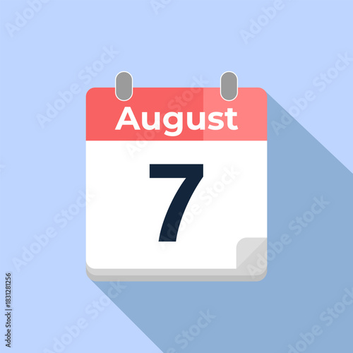 August 7 Vector Calendar
Modern flat color vector calendar with date