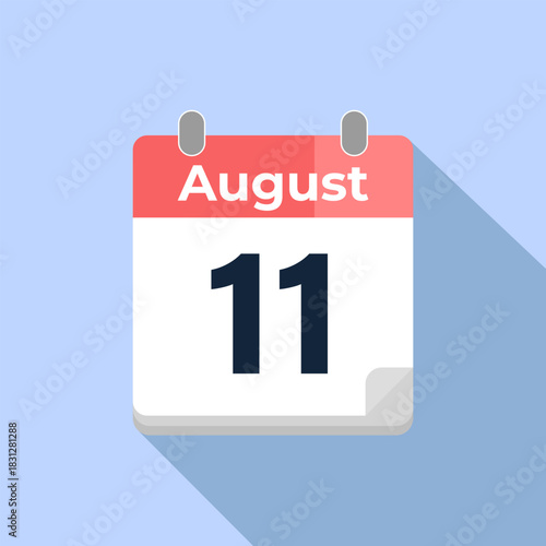 August 11 Vector Calendar
Modern flat color vector calendar with date