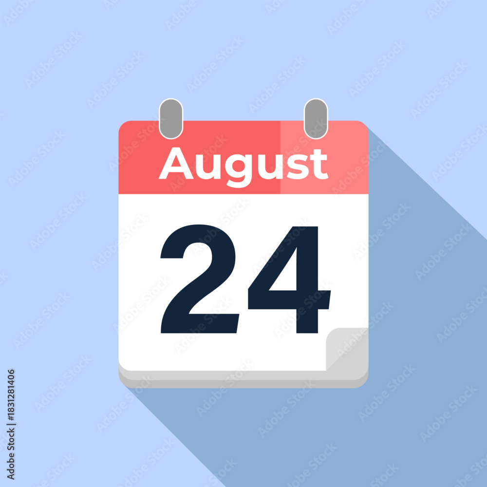 Fototapeta premium August 24 Vector Calendar Modern flat color vector calendar with date