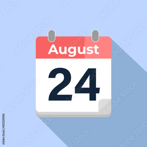 August 24 Vector Calendar
Modern flat color vector calendar with date