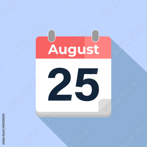 August 25 Vector Calendar
Modern flat color vector calendar with date