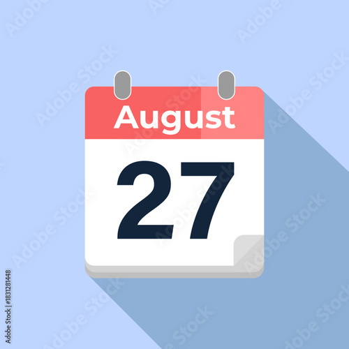 August 27 Vector Calendar
Modern flat color vector calendar with date