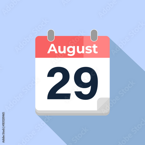 August 29 Vector Calendar
Modern flat color vector calendar with date