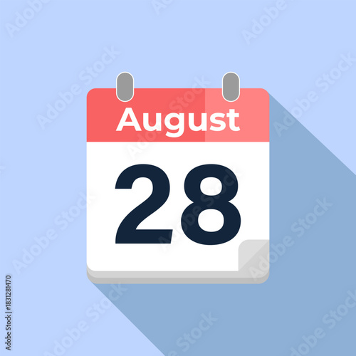 August 28 Vector Calendar
Modern flat color vector calendar with date