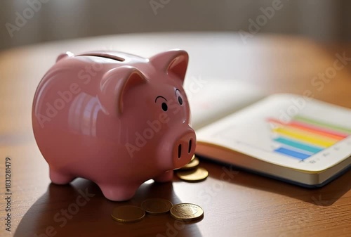 Saving money consistently with a piggy bank for future investment and financial planning