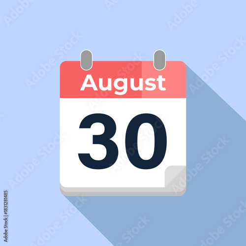 August 30 Vector Calendar
Modern flat color vector calendar with date