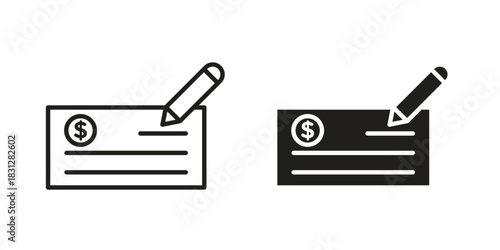 Money check icon pictogram in trendy outline style. icon, sign or symbol.