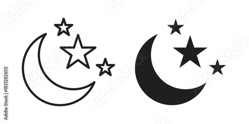 Moon stars icon pictogram in trendy outline style. icon, sign or symbol.