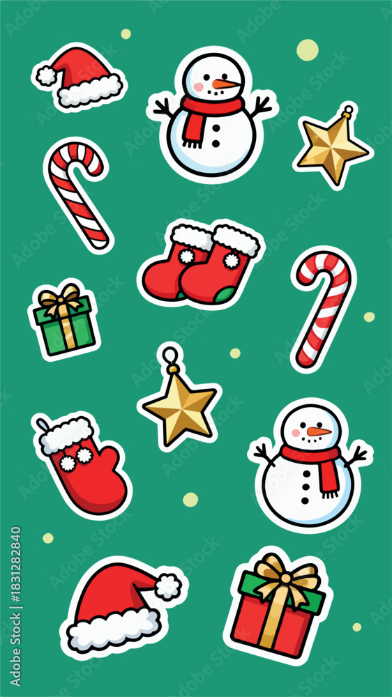 Fototapeta premium Christmas themed icons