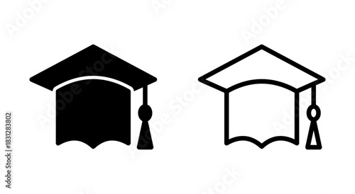 Education icon symbol for apps and websites. Graduation cap sign and symbol. Graduate. Students cap