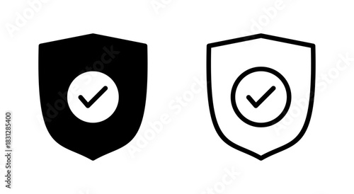 Shield check mark icon symbol for apps and websites. Protection approve sign. Insurance icon
