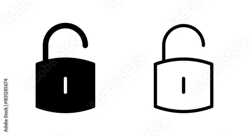 Unlock icon symbol for apps and websites. Unlock sign and symbol. unlocked padlock icon