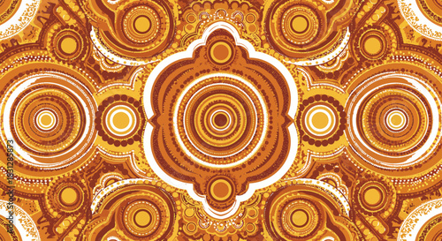 aboriginal art design featuring concentric circles and earthy tones ideal for cultural projects evoking indigenous heritage and artistic expression.