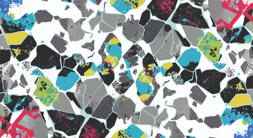 broken glass art illustration creating a dynamic fractured pattern against a white backdrop ideal for modern design and abstract backgrounds