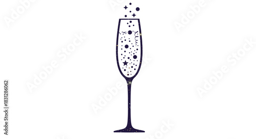champagne celebration a festive champagne glass with stars perfect for holiday events new years eve or sparkling wine promotions evoking joy and festivity.