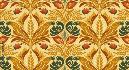 damask pattern decorative floral design with vintage aesthetic ideal for textile prints and wallpaper creating a timeless elegant background effect.